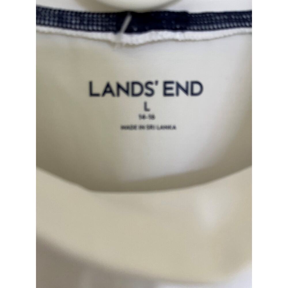 Land's End Unisex Boy's White Short Sleeve Rash Guard-Large (14-16) - Picture 2 of 3